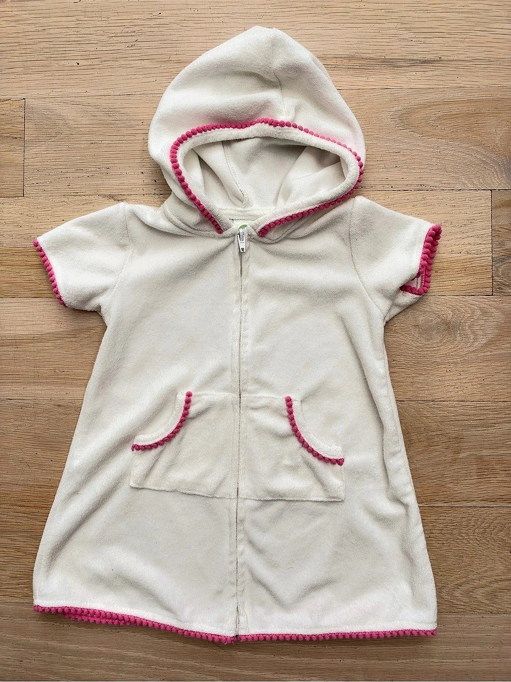 little me Pom-Pom-Detailed Terrycloth Hooded Swimsuit Coverup Hooded Swimsuit